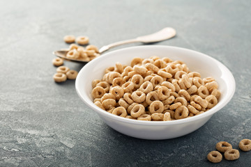 Healthy cold cereal in a white bowl