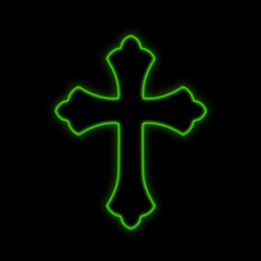 Obraz premium Neon Green Cross Illustration