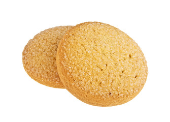 Freshly baked sugar cookies on a white background