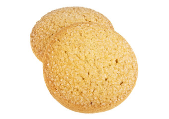 Freshly baked sugar cookies on a white background