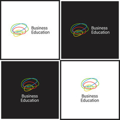 Vector eps logotype or illustration about business education in outline style