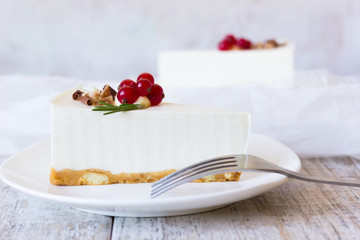 Vanilla cheesecake with a fork