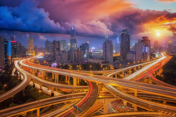 Fototapeta na wymiar super highway in shanghai city