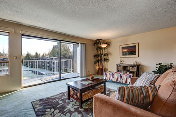 Condo living room interior with nice view