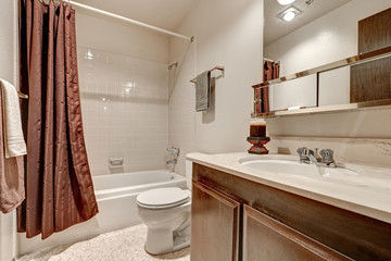 Two tones bathroom interior design in apartment