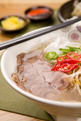 Fresh beef and onion, light and delicious beef rice noodle made of ingredients