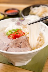 Fresh beef and onion, light and delicious beef rice noodle made of ingredients