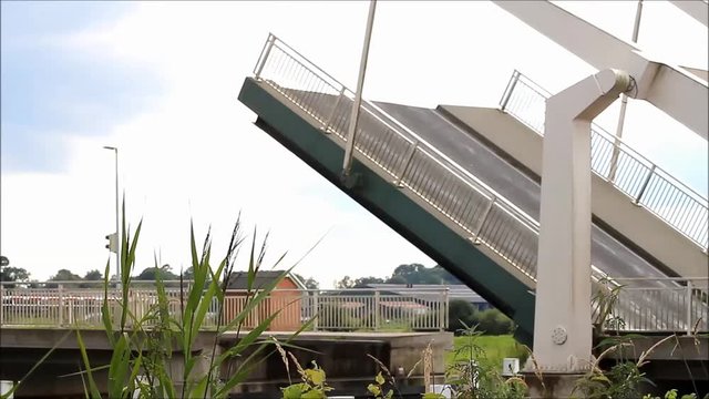 bascule bridge closing, north germany
