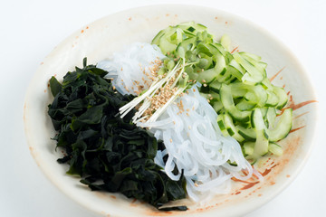 japanese venegered cucumber, seaweed, jelly fish
