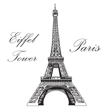Vector hand drawing illustration Eiffel tower