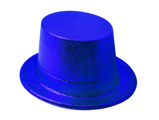 Blue party hat isolated on white with clipping path.
