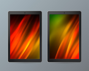 Realistic Monitor Tablets and Smartphone with Wallpaper1