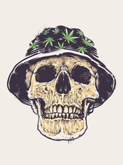 Rasta Skull in Hat