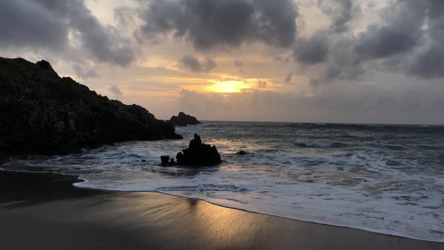Cilento sunset on the beach, Italy, 4K