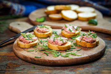 Bruschetta with Tea sausage