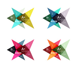 Colorful arrow option infographics banners, business geometric templates