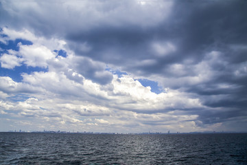 The atmosphere in the sea in the cloud cover.