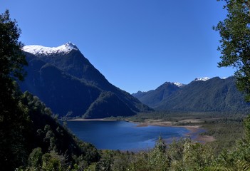A beautiful view from Parque Pumalin and a small freshwater lake. 