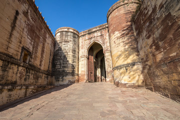 Fototapeta na wymiar The entrance of the Mehrangarh Fort