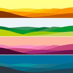 Obraz premium Vector illustration of mountain landscape in time of day