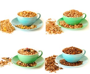 Collage of 4 different types of granola.