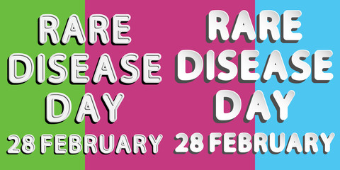 rounded paper and retro style vector font lettering of rare disease day 28 february