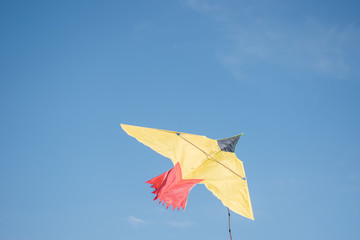 Kite flying in the sky among the clouds
