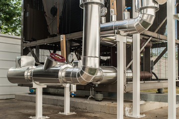 chiller and piping system in factory.