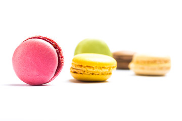 Colorful Macarons Isolated on White Background