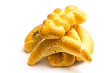 Bread Rolls Heap Isolated on White Background
