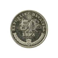 50 croatian lipa coin (2011) obverse isolated on white background