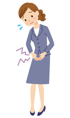 生理痛　腹痛　スーツを着た女性