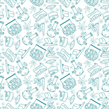 "What to do if you got a wed" series. Vector seamless pattern. 7 objects. Line art style. EPS 10
