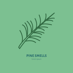 Vector line icon of pine tree bunch. Natural essential oils sign.