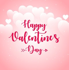 Happy Valentine's day lettering card on pink background