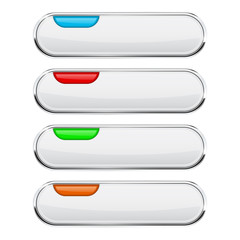 Obraz premium White glossy buttons. Oval colored web icons with metal frame