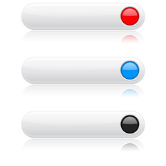 White buttons with colored circles. Menu interface elements