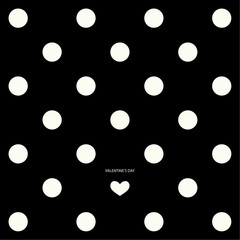 Cover design for Valentine's Day. Depicted many white circles and white heart on the black background. The phrase Valentine's Day on the black background.