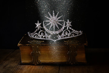 low key image of beautiful diamond queen crown