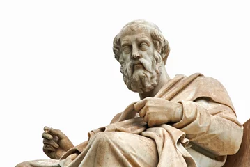 Papier Peint photo Monument historique Statue de Platon à Athènes.