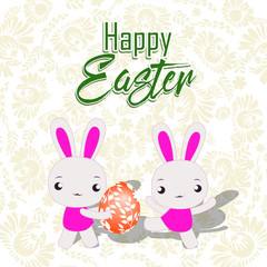 Obraz na płótnie Canvas Happy Easter card with eggs and bunny