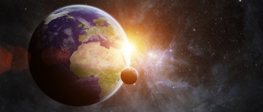Planet Earth in space 3D rendering elements of this image furnis