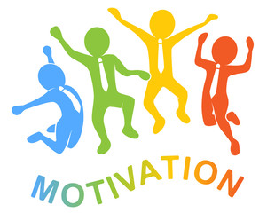 Farbige Männchen beim Luftsprung / MOTIVATION