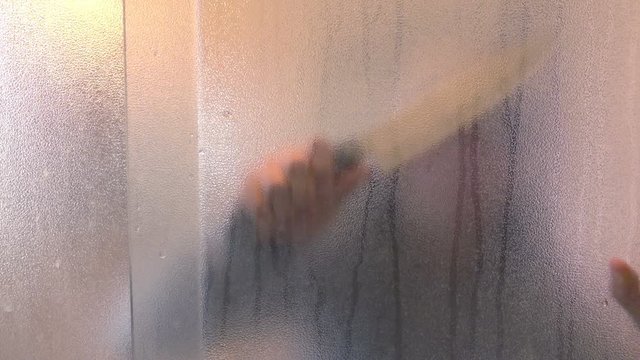 High quality video of killer with knife in the bathroom in real 1080p slow motion 120fps