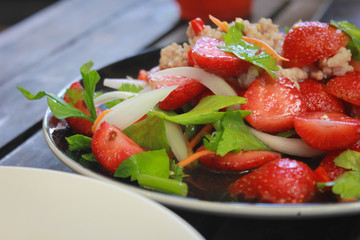 strawberry in Spicy Salad. the food art of thailand.