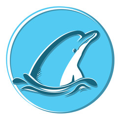 Dolphin in sea.Vector symbol illustration isolated on white