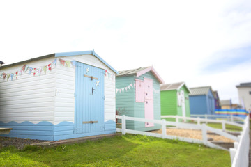 Fototapeta na wymiar seaside beach hut in dorset in the uk