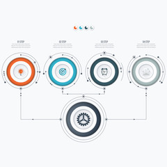 Infographics template four options with circle