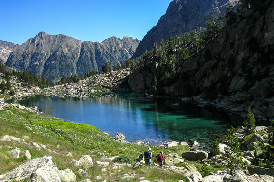 Lake Monestero. "Chariots of fire" trail. Pyrenees mountain.