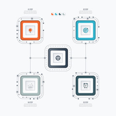 Infographics template four options with square